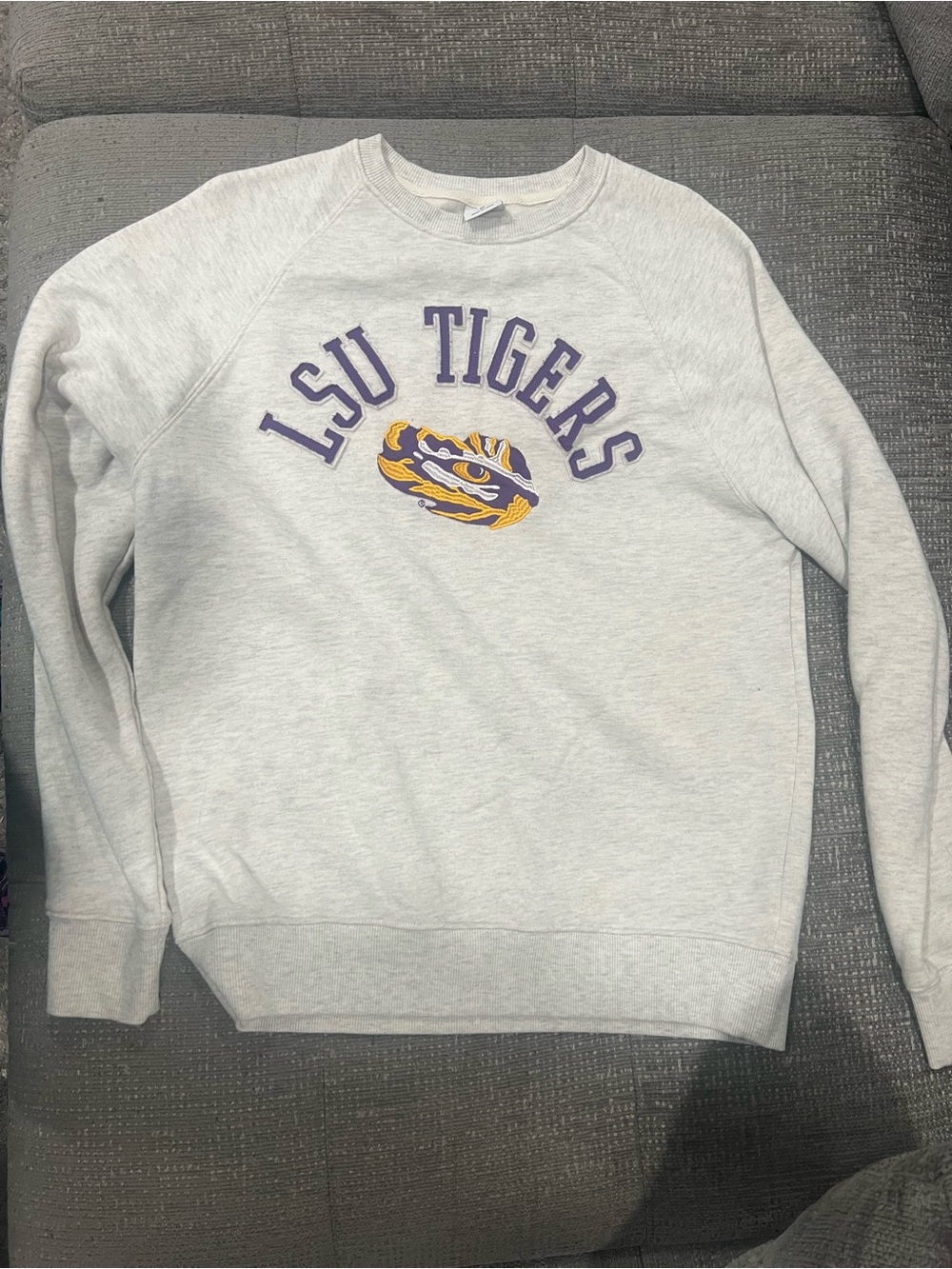 LSU Tigers Light Gray Crewneck Sweatshirt